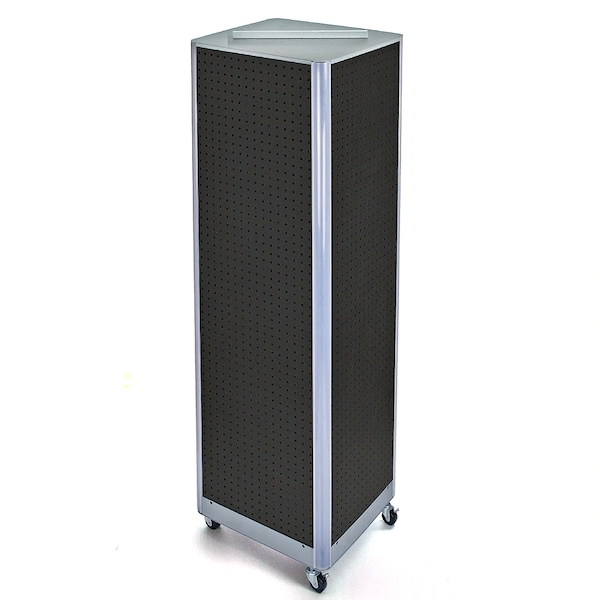 Azar Displays 4-Sided Pegboard Floor Wheeled Display Panel Size:16"W x 64.25"H 700406-BLK - main